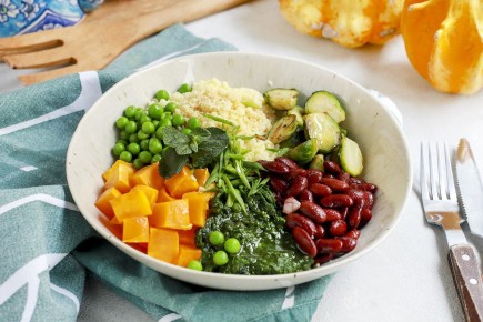 Вкусный веджи боул Светофор с кус-кусом и овощами