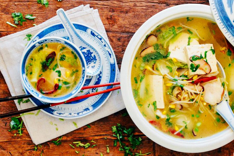 Нежный рыбный суп с тофу