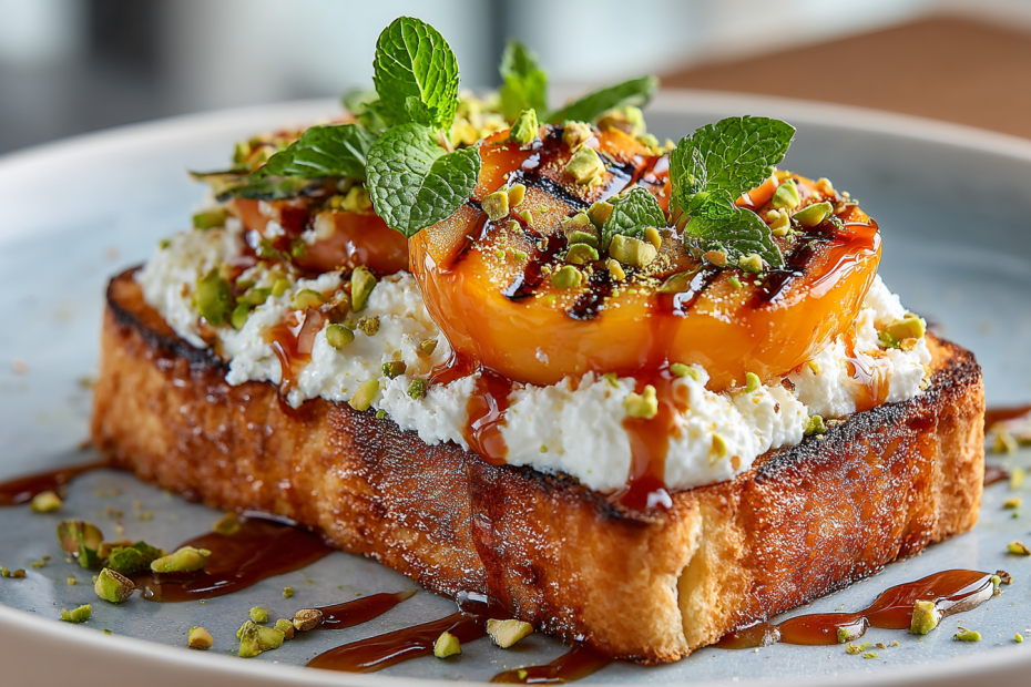 Изысканный десерт на основе сэндвича с персиком